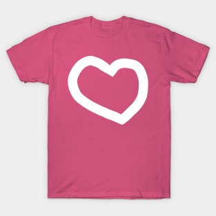 Minimal White Line Chunky Heart Valentines Day T-Shirt